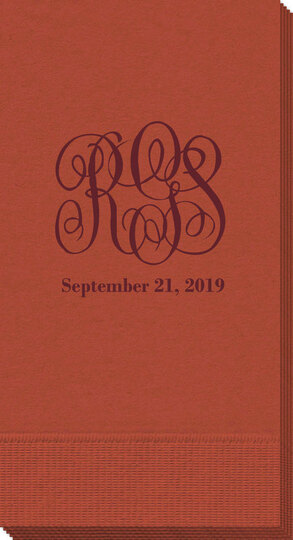 Large Script Monogram with Text Guest Towels